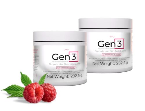Gen3 – Hochwertige Kollagenmatrix von JIFU zur Unterstützung von Haut, Haaren, Bindegewebe und Gelenken. Empfohlen von Franziska Pröll.
