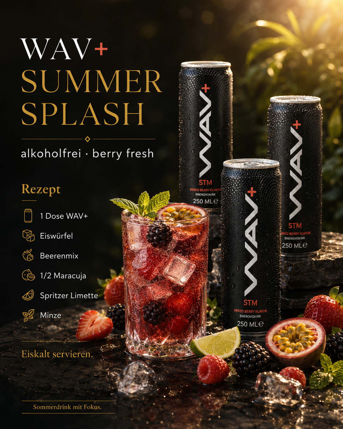 STM WAV+ Summer Splash Rezept mit Beeren Eis Limette Minze und Maracuja