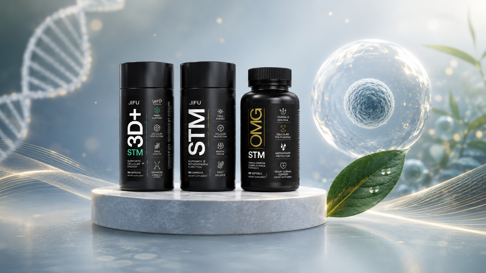 JIFU STM Bundle mit STM, STM 3D+ und OMG für Zellgesundheit und tägliche Versorgung